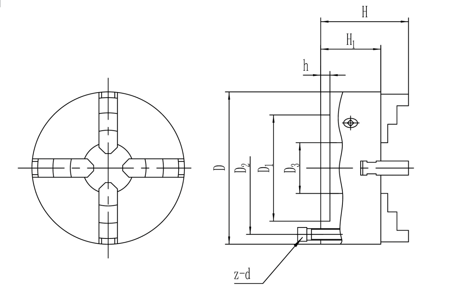 Изображение товара - K12 400, Патрон 4-х кул., лит. чугун, цельные кулачки, шаг 11