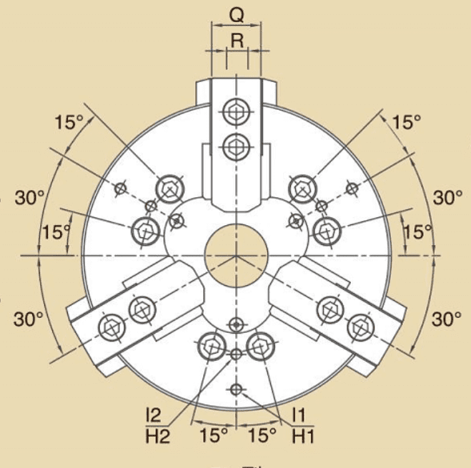 Изображение товара - EL-06/A2-5, Патрон 3-х кул., гидравлический (M55×2P)