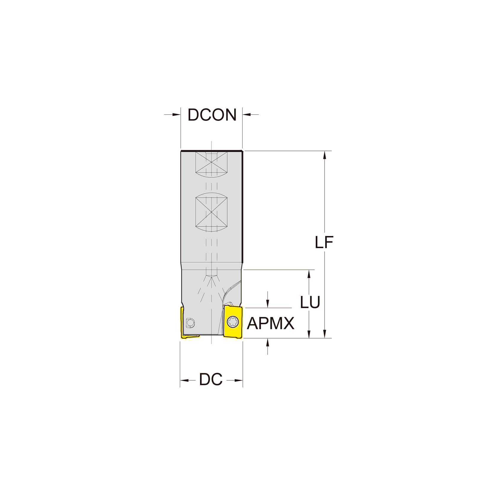 Корпус фрезы со сменными пластинами NC-AP10-D12-W16-L100-Z01-H (NC130001)