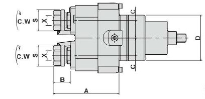 Блок приводной осевой двойной BMT45-ER16-1809 внеш. СОЖ (DW220-DA45-16DY) Evermore