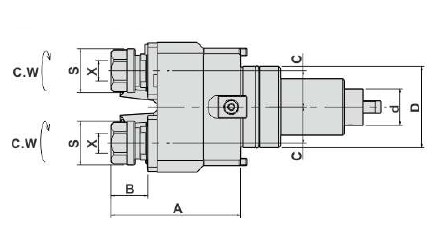 Блок приводной осевой двойной BMT65-ER20-DAEWOO внеш. СОЖ (DW300-DA65-20DY-Z) Evermore